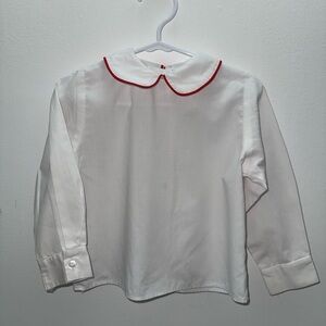 24m Charming Kids Peter Pan Collar Blouse with Red Trim